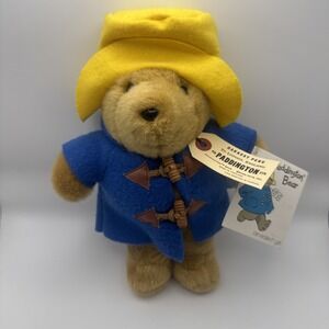 VTG Paddington Bear Plush Stuffed Animal Toggle Coat Yellow Hat 10" Eden Toys